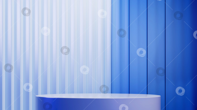 Скачать Минималистичный 3D-подиум с мягким градиентным фоном в синих тонах для демонстрации продукции и брендирования. 3d-иллюстрация фотосток Ozero