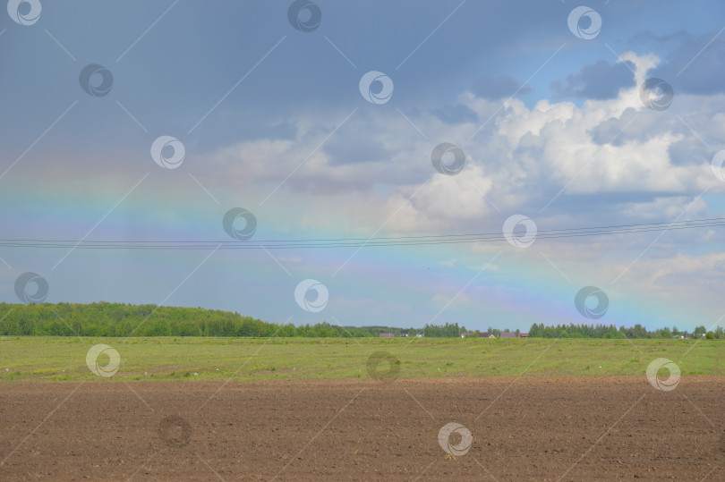 Скачать Радуга над полем фотосток Ozero