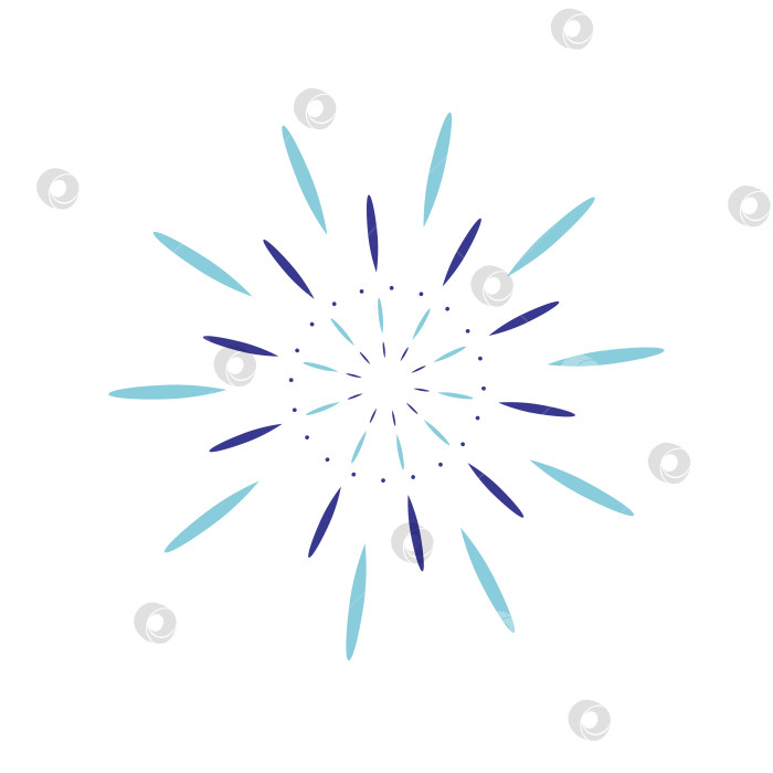 Скачать Синий фейерверк на белом фоне. Векторная рисованная иллюстрация для ваших проектов. фотосток Ozero
