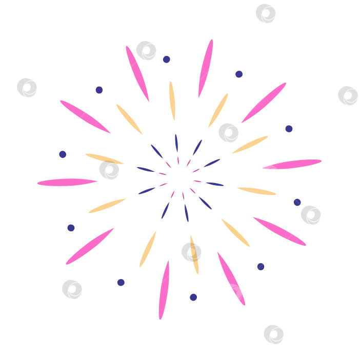 Скачать Разноцветный фейерверк на белом фоне. Векторная рисованная иллюстрация для ваших проектов. фотосток Ozero