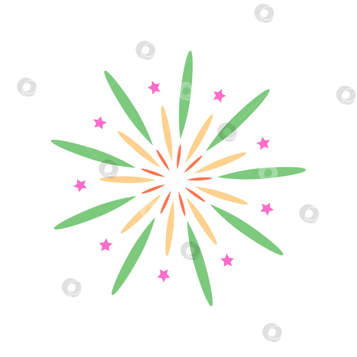 Скачать Разноцветный фейерверк со звездами на белом фоне. Векторная рисованная иллюстрация для ваших проектов. фотосток Ozero