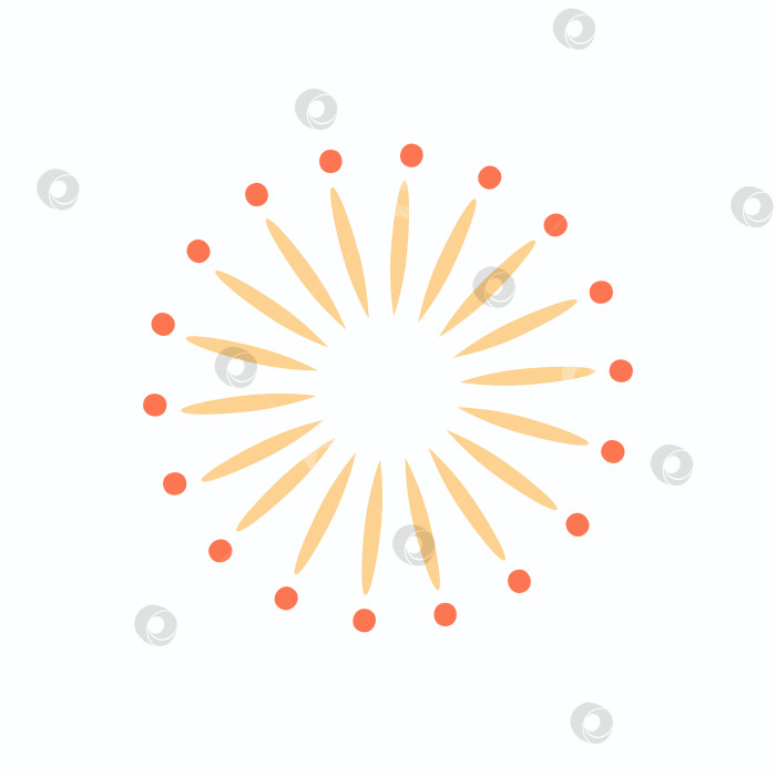 Скачать Простой желтый фейерверк на белом фоне. Векторная рисованная иллюстрация для ваших проектов. фотосток Ozero