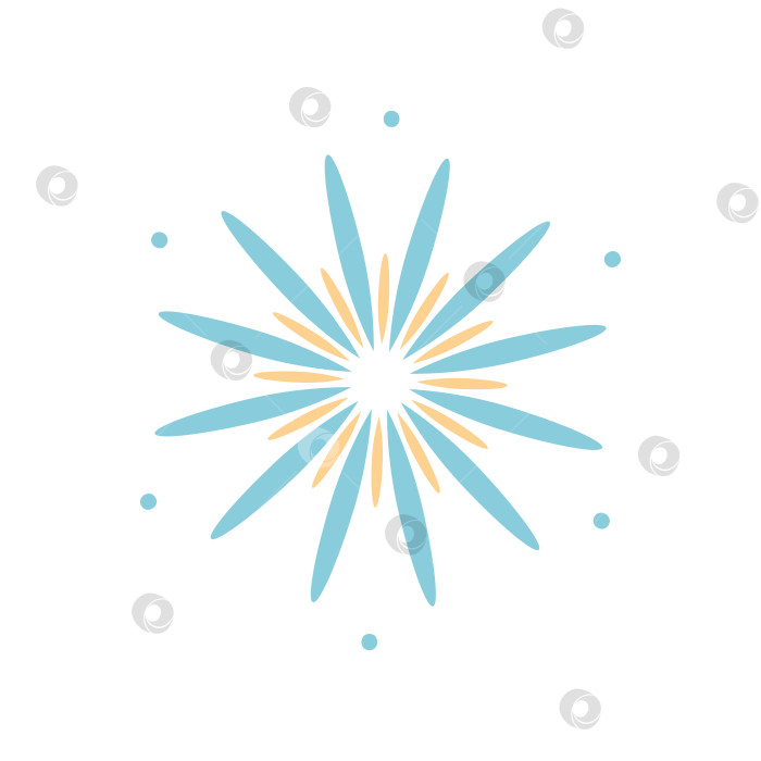 Скачать Простой синий фейерверк на белом фоне. Векторная рисованная иллюстрация для ваших проектов. фотосток Ozero