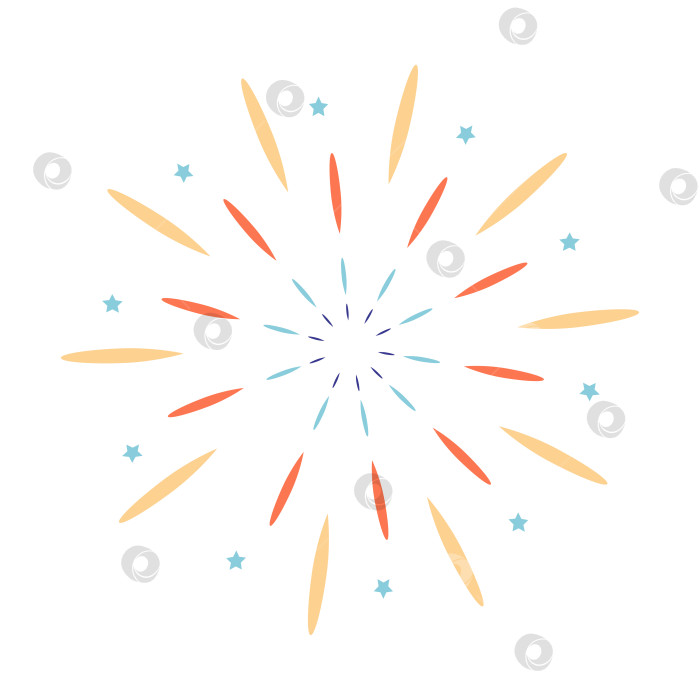 Скачать Простой разноцветный фейерверк со звездами на белом фоне. Векторная рисованная иллюстрация для ваших проектов. фотосток Ozero