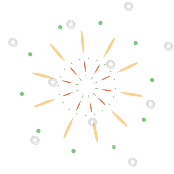 Скачать Разноцветный фейерверк с кругами на белом фоне. Векторная рисованная иллюстрация для ваших проектов. фотосток Ozero