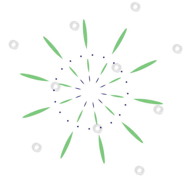 Скачать Один простой сине-зеленый фейерверк на белом фоне. Векторная рисованная иллюстрация для ваших проектов. фотосток Ozero