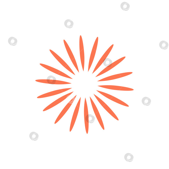 Скачать Простой оранжевый фейерверк на белом фоне. Векторная рисованная иллюстрация для ваших проектов. фотосток Ozero