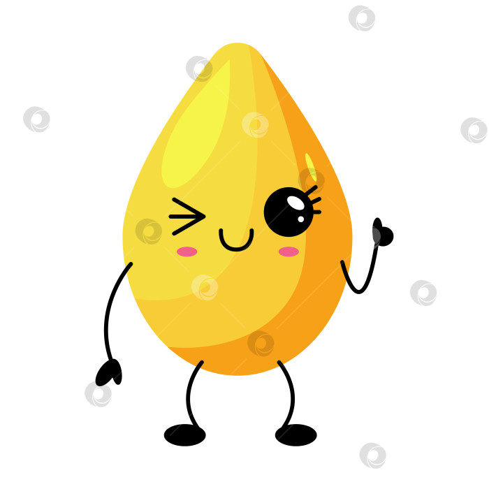 Скачать Симпатичная Кавайная иллюстрация мультяшного персонажа в виде капли масла фотосток Ozero