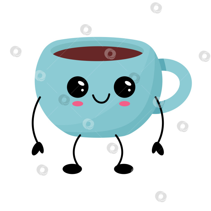 Скачать Симпатичная Кавайная иллюстрация Улыбающегося персонажа из кофейной чашки фотосток Ozero