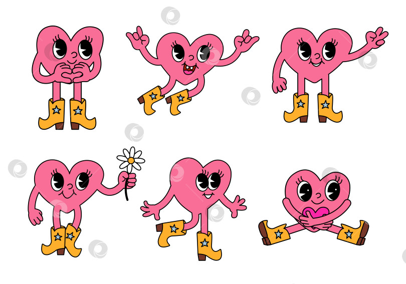 Скачать Заводные Персонажи в виде Розовых Сердечек, Наполненные Эмоциями фотосток Ozero