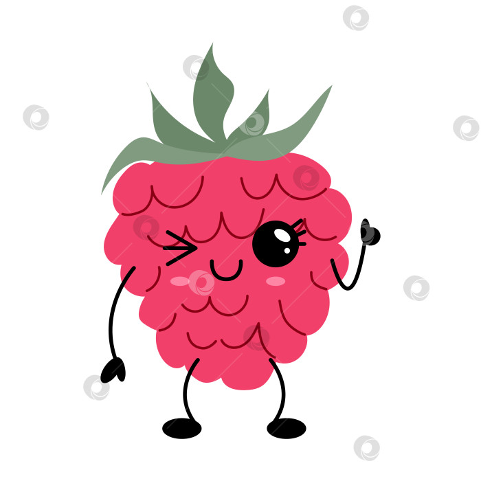 Скачать Симпатичная Кавайная иллюстрация малинового мультяшного персонажа фотосток Ozero