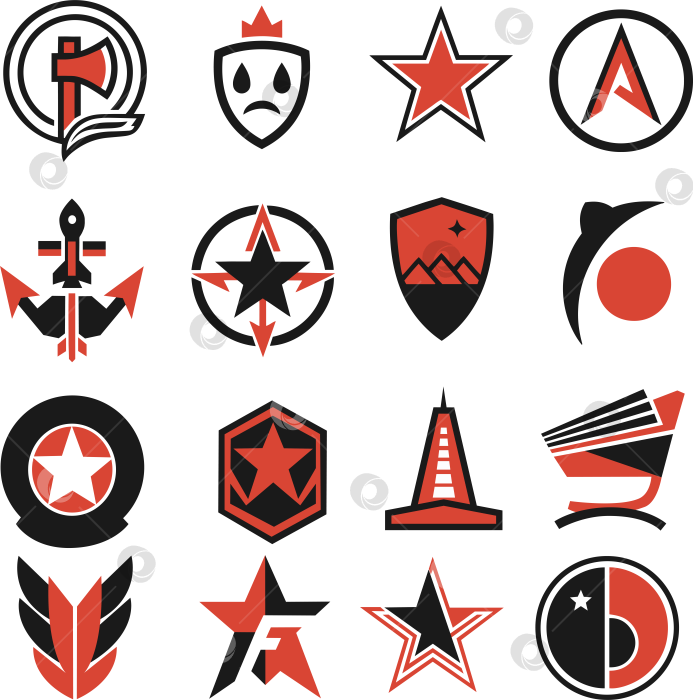 Скачать Коллекция иконок в советском стиле фотосток Ozero