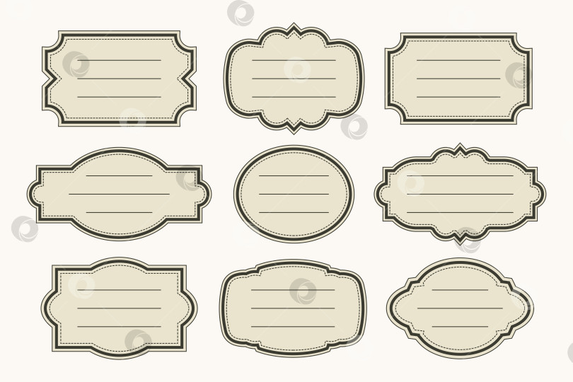 Скачать Набор роскошных винтажных этикеток с пробелами для текста, коллекция декоративных витиеватых рамок для этикеток фотосток Ozero