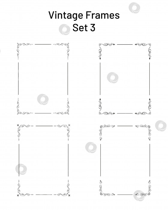 Скачать Набор из 4 простых красивых рамок с угловыми завитушками, пустой r фотосток Ozero