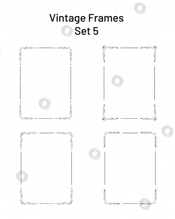 Скачать Прямоугольные вертикальные рамки с угловыми завитушками. Редактируемый tem фотосток Ozero