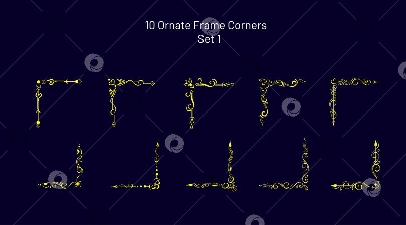 Скачать Декоративное оформление уголков, виньеток. Набор элегантных каллиграфических линий, винтажные рамки фотосток Ozero