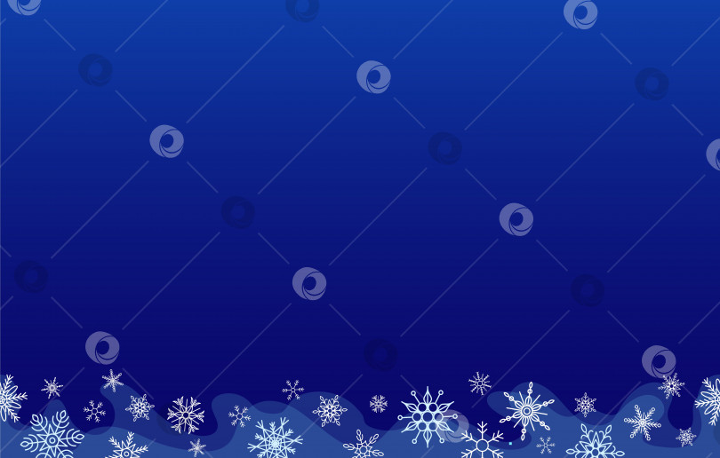 Скачать Бесшовная полоса "Снежинки", горизонтальный элемент copyspace с темно-синим фоном фотосток Ozero