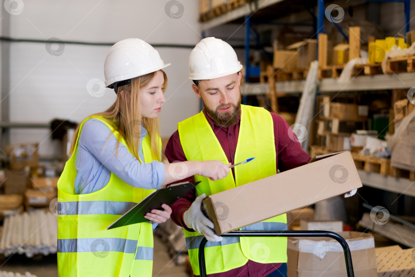 Скачать Целенаправленная команда логистов совместно проверяет содержимое отправления фотосток Ozero