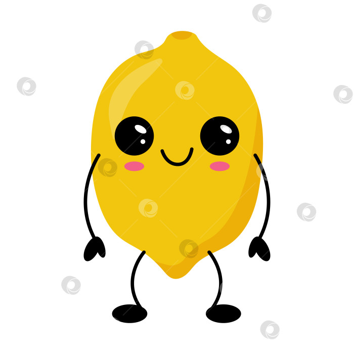 Скачать Симпатичный кавайный лимонный персонаж с плоской векторной иллюстрацией фотосток Ozero