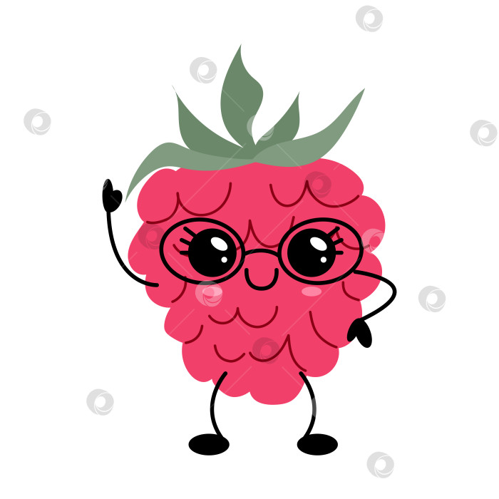 Скачать Милый кавайный малиновый персонаж с иллюстрацией в очках фотосток Ozero