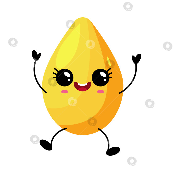 Скачать Симпатичная кавайная плоская иллюстрация персонажа в виде капли масла фотосток Ozero