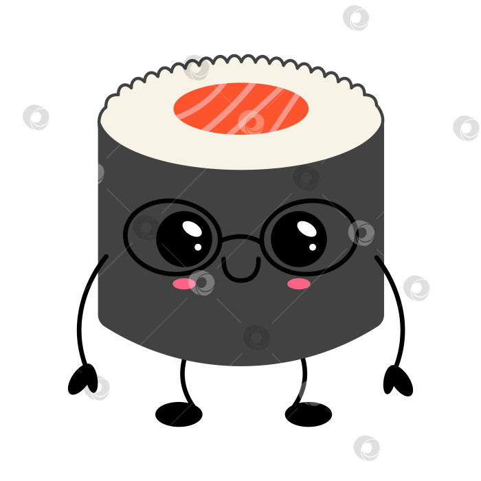 Скачать Симпатичная кавайная векторная иллюстрация персонажа суши-ролла фотосток Ozero