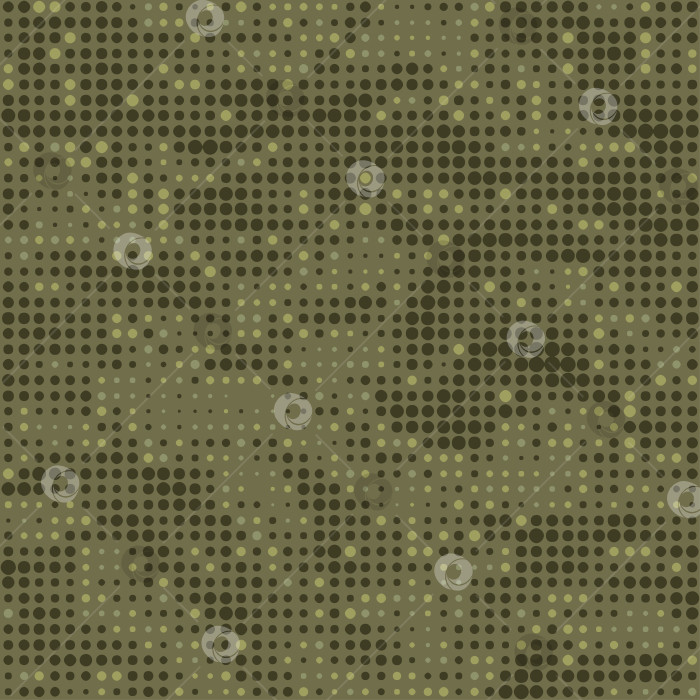 Скачать Бесшовная камуфляжная текстура в полутонах. Точечный узор в темно-зеленых тонах цвета хаки, трехцветный цифровой камуфляжный фон. Векторные обои фотосток Ozero