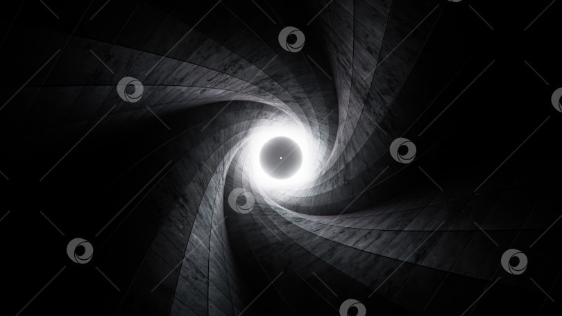 Скачать 3d-рендеринг темного абстрактного бетонного дизайна внутреннего туннеля с подсветкой. 3d-иллюстрация. фотосток Ozero