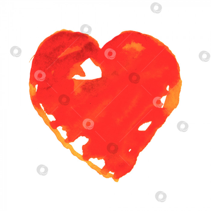 Скачать Акварельное красное сердце символ любви значок изолированного эскизного искусства фотосток Ozero