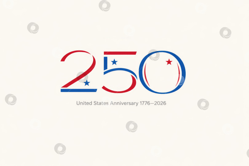 Скачать Дизайн в честь 250-летия дня независимости США с красными и синими элементами фотосток Ozero