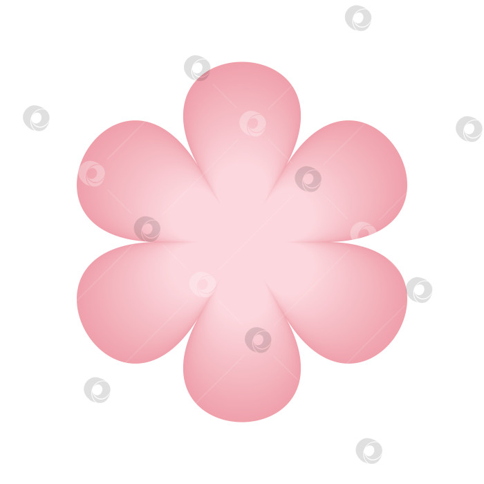 Скачать Геометрический объемный цветок. Изолированный цветок в 3D-форме розового бутона для современного дизайна. Фигурка с лепестком фотосток Ozero