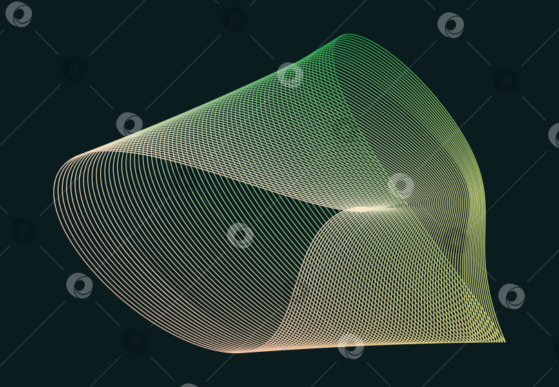 Скачать Абстрактная линейная форма с эффектом растушевки. Объемная волна. Плавная градиентная кривая. Вихревая зеленая волна фотосток Ozero