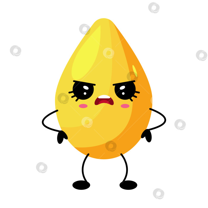 Скачать Иллюстрация Кавайного персонажа с сердитой каплей масла фотосток Ozero