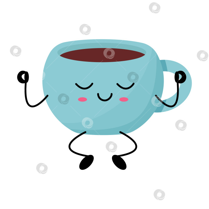 Скачать Симпатичная расслабленная иллюстрация Кавайного персонажа из кофейной чашки фотосток Ozero