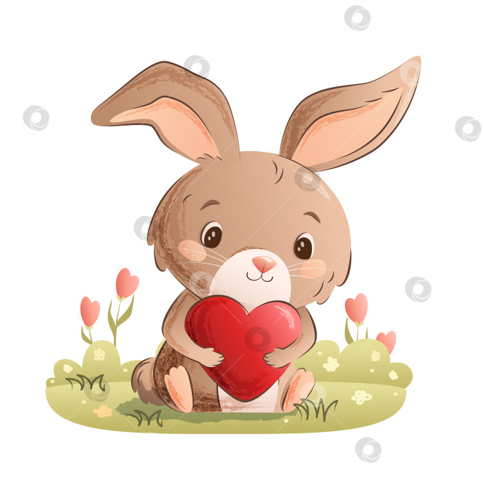 Скачать Милый кролик с сердечком. фотосток Ozero