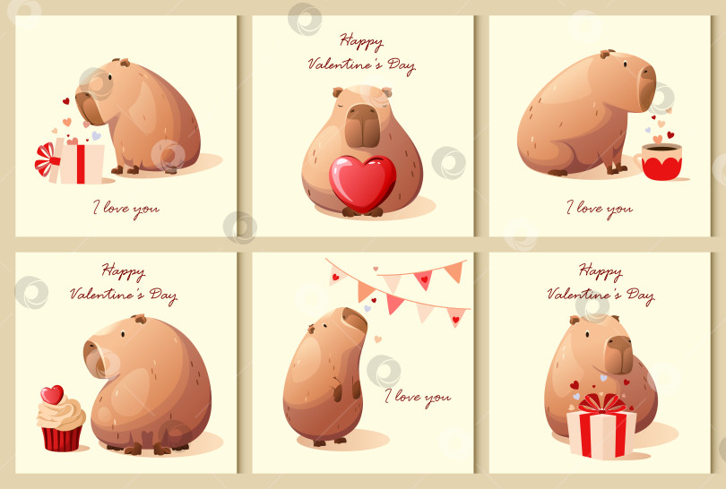 Скачать Набор плакатов с милыми капибарами фотосток Ozero