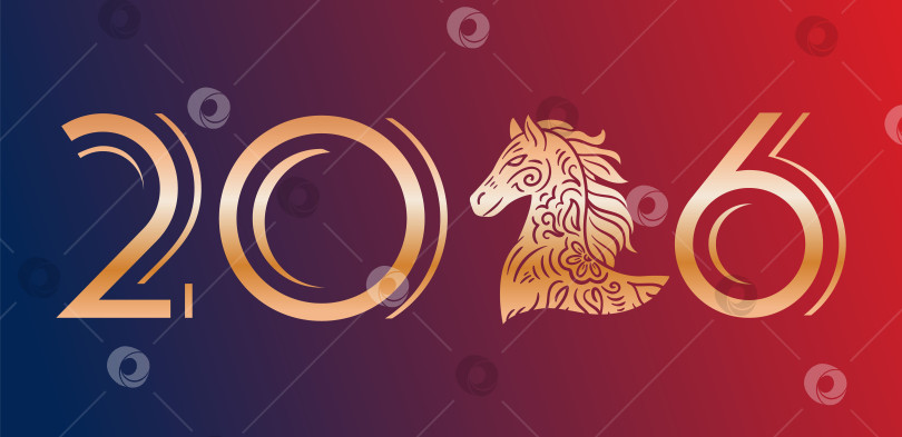 Скачать Праздничная концепция дизайна для 2026 года, подчеркивающая великолепный мотив. Китайский Новый год - Год Красной Огненной лошади. Азиатский стиль. Для рекламы, веб-сайта, плаката, рекламной листовки. фотосток Ozero