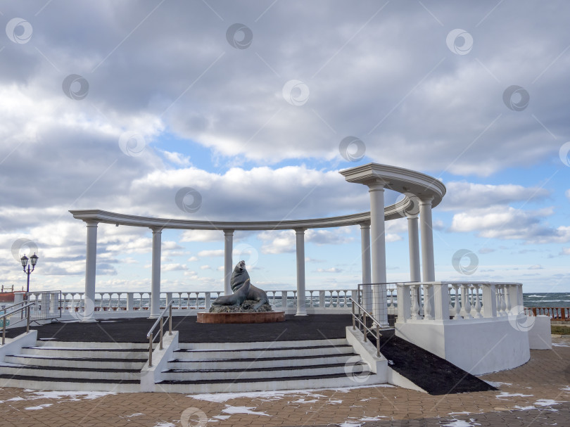 Скачать Сквер. Сивучи. г. Невельск. Сахалин. Россия. 2025.09. Невельск. Площадь. Морские львы. Сахалин. (марка) фотосток Ozero