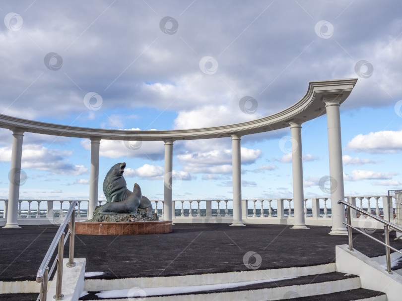 Скачать Сквер. Сивучи. г. Невельск. Сахалин. Россия. 2025.09.  Невельск. Площадь. Морские львы. Сахалин. (марка) фотосток Ozero