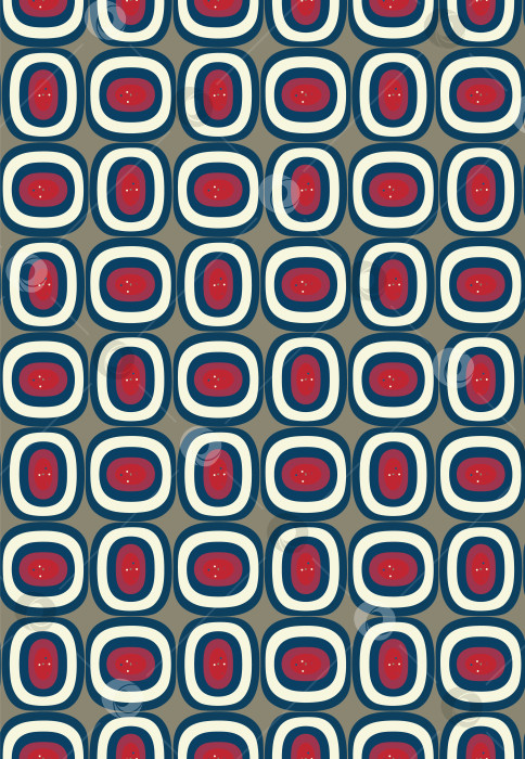 Скачать Овалы синих, молочных, красных тонов образуют бесшовный векторный фон в стиле ретро. фотосток Ozero