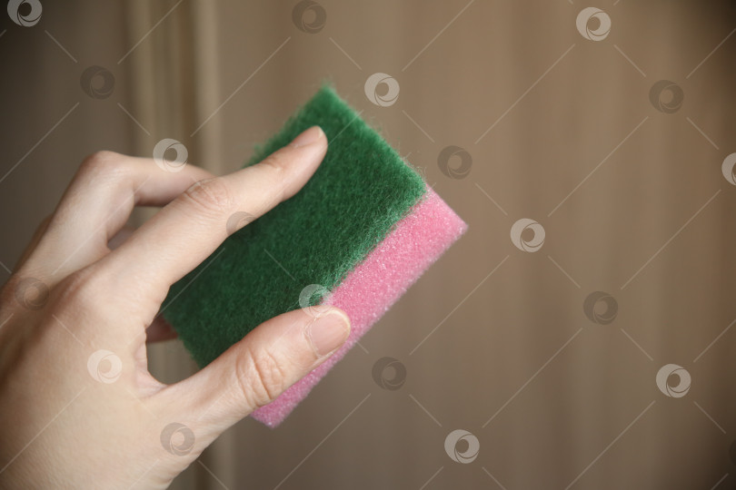 Скачать Женщина делает уборку с губкой фотосток Ozero