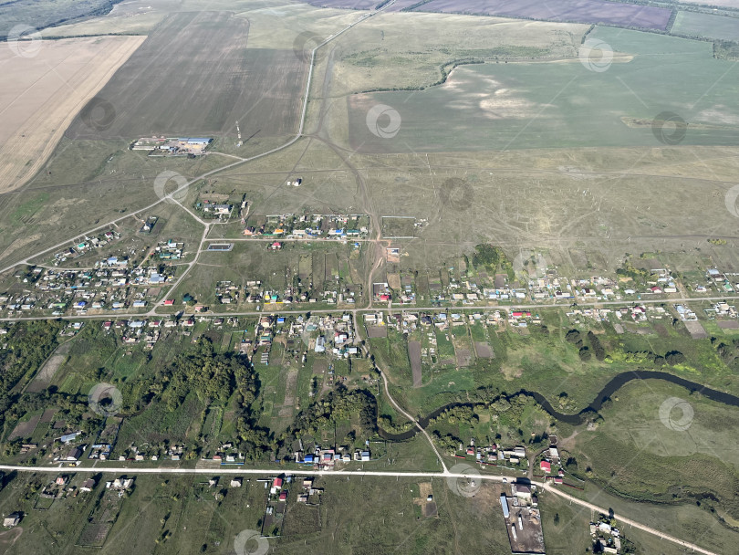 Скачать Село с высоты птичьего полета фотосток Ozero