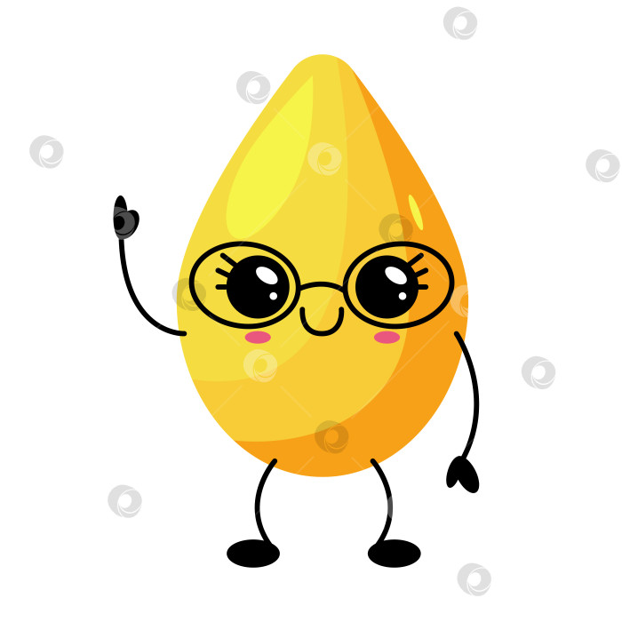 Скачать Симпатичный Кавайный персонаж в виде капли масла в очках фотосток Ozero