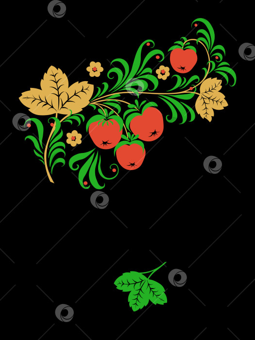 Скачать Векторный узор Традиционный русский народный орнамент в хохломском стиле. Яблочный Спас. Шаблон поздравительной открытки фотосток Ozero