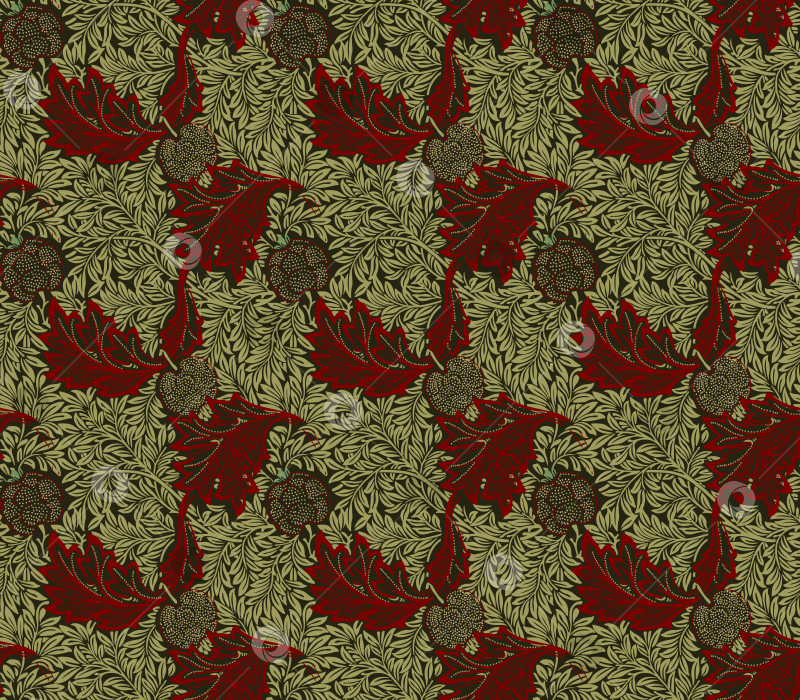 Скачать Бесшовный векторный цветочный узор в стиле историзма с гранатом фотосток Ozero