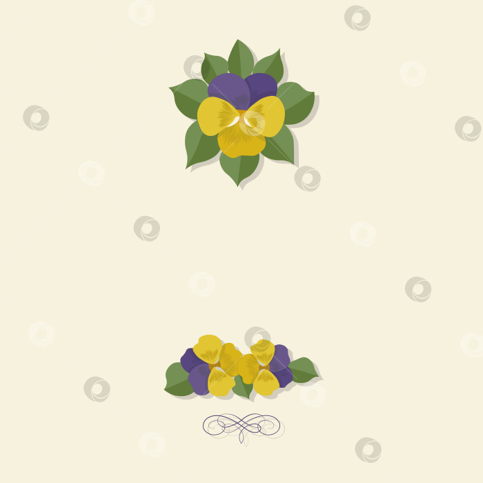 Скачать Элегантная минималистская векторная иллюстрация с изображением анютиных глазок на бежевом фоне фотосток Ozero