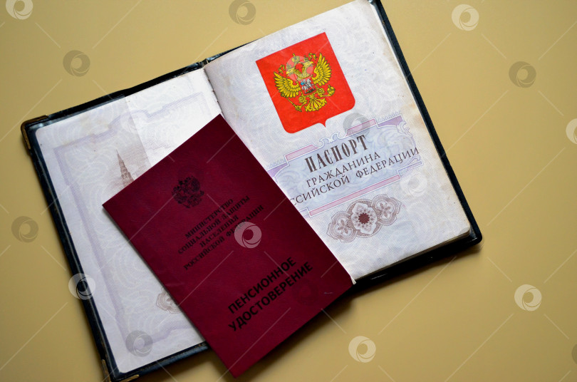 Скачать Открытый паспорт гражданина Российской Федерации и пенсионное удостоверение фотосток Ozero