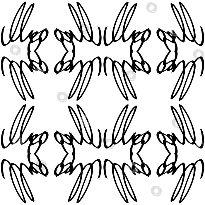 Скачать Паттерн, бесшовный орнамент. Симметричный узор из плавных завитков. Абстрактный фон. фотосток Ozero