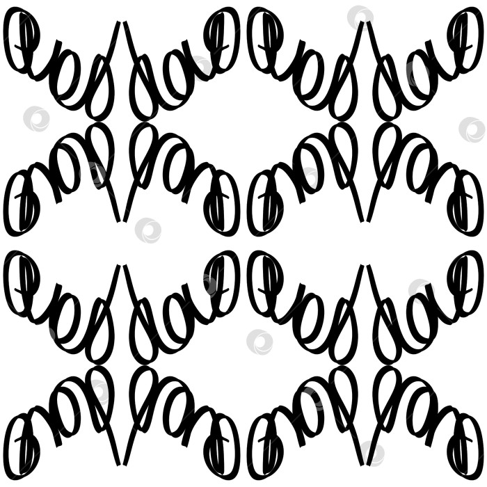 Скачать Симметричный каллиграфический орнамент, бесшовный черно-белый паттерн. фотосток Ozero