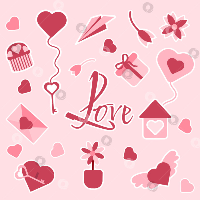 Скачать Любовные стикеры фотосток Ozero